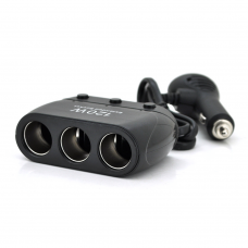 
					АЗП розгалужувач + вольтметр Olesson 1518, 12V-3 * 12V + USB, Black, Blister