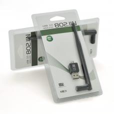 
					Бездротовий мережевий адаптер з антеною 20см 5DBI Wi-Fi-USB Merlion LV-UW02RK-5DB, 802.11bgn, 300MB, 2.4 GHz, WIN7 / XP / Vista / 2K / MAC / LINUX, Blister Q200