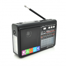 
					Радіоприймач GOLON RX1313, LED, 3W, AM/FM радіо, Вхід microSD, USB, живлення від 220+АКБ BL-5C+2*LR20, корпус пластмас, Black, BOX