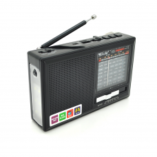 
					Радіоприймач GOLON RX377BT, LED, 3W, AM/FM радіо, Вхід microSD, USB, живлення від USB кабелю+АКБ BL-5C+2*LR20, корпус пластмас, Black, BOX